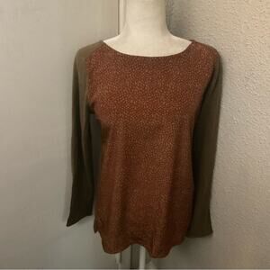 THML Two Tone Colorblock Sweater Long Sleeve M Fall Academia Cozycore Grandma